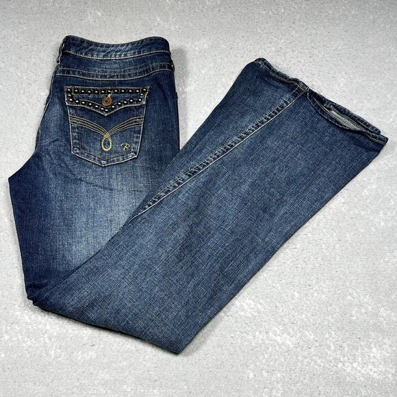 Revolution by Revolt Jeans Womens Juniors Size 15 Blue Denim Flared Jeans - Picture 1 of 11